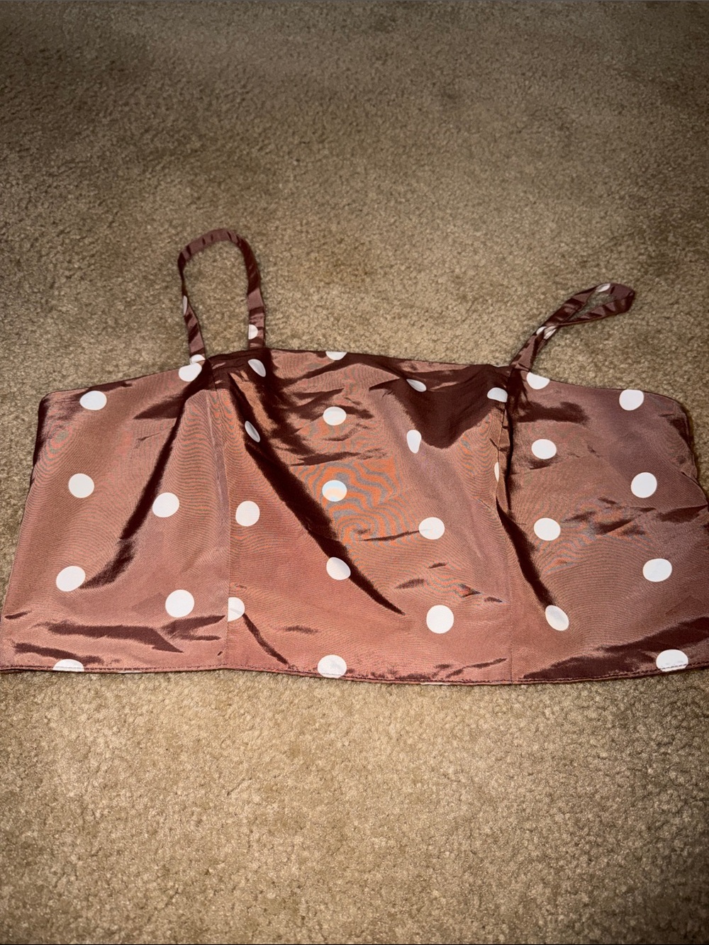 Old Navy Brown Polka Dot Satin Crop Top